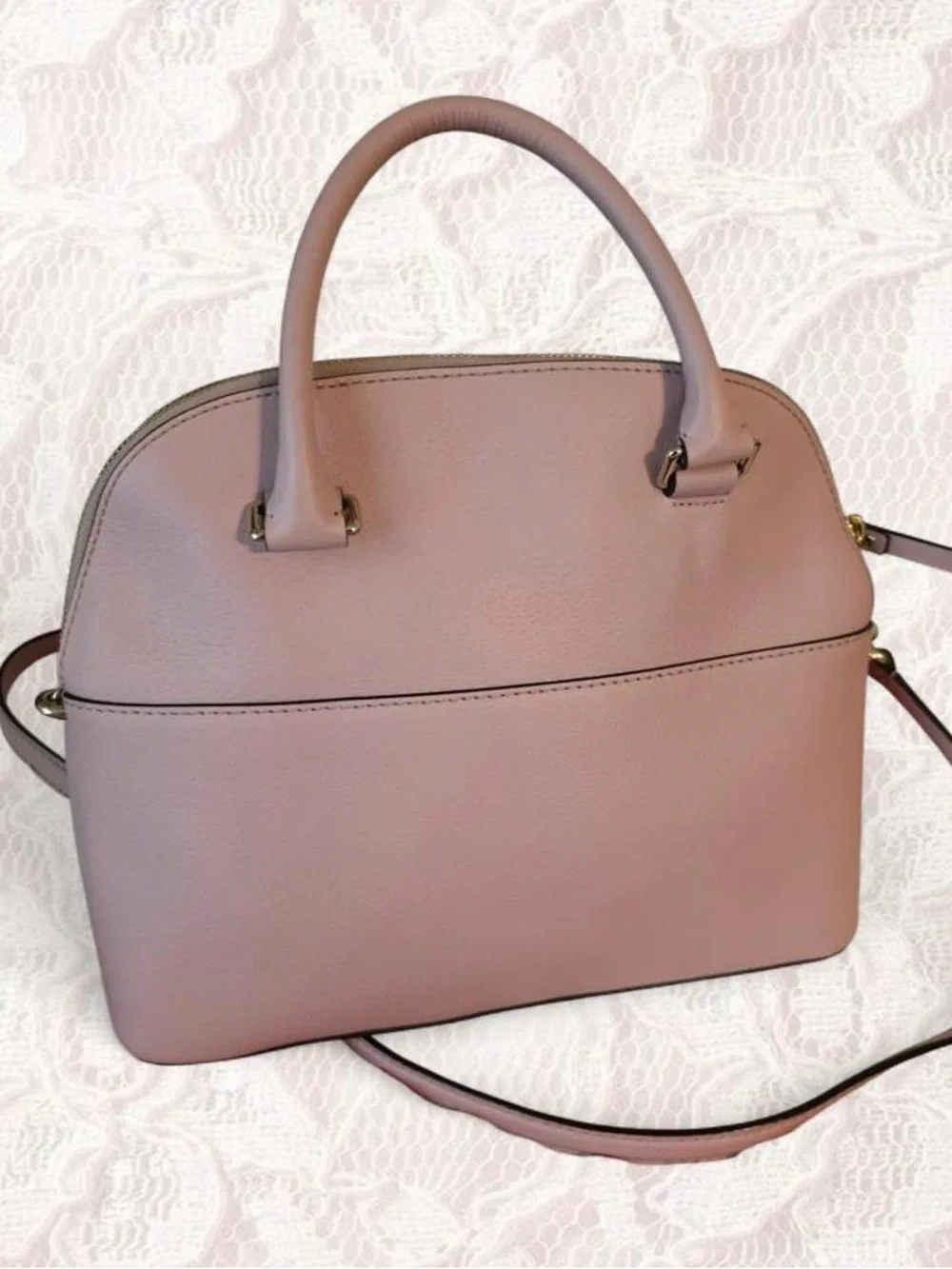 Kate Spade Grove Street Carli leather satchel in a soft dusty pink